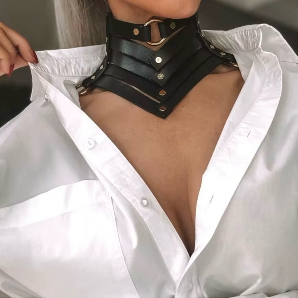 Black Leather Choker Necklace